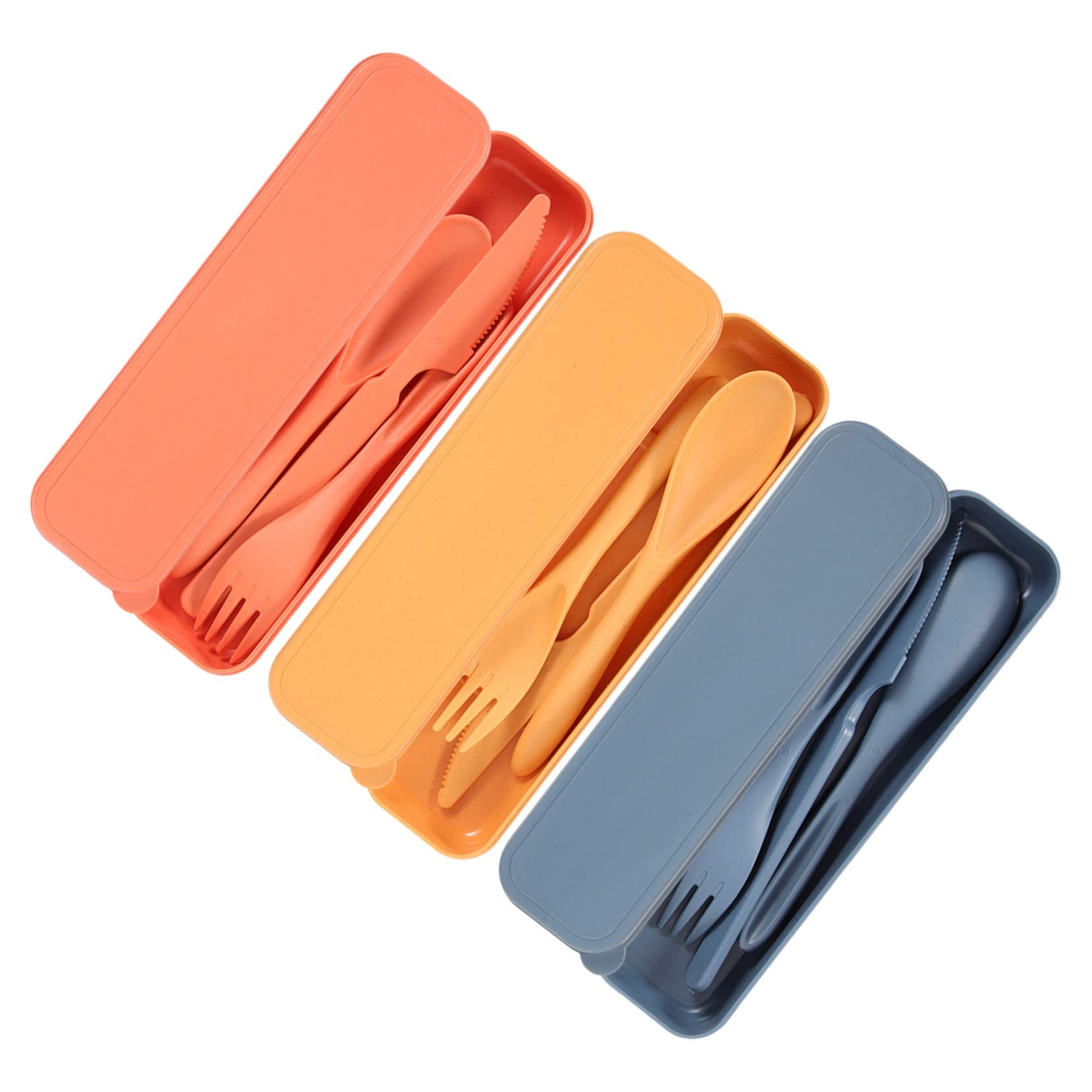 SUPVOX 3 Sets Straw Knife and Fork Spoon Set Reusable Utensils with Case Travel Picnic Utensils Lunch Accessories for Cutlery Lunch Boxes Serving Utensils Travel Utensils Wheat Straw