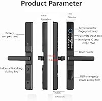 Vista 8 de HIFAM Cerradura de puerta de huellas dactilares, TUYA APP Control Smart Lock Cerradura de puerta electrónica con código código de acceso biométrico