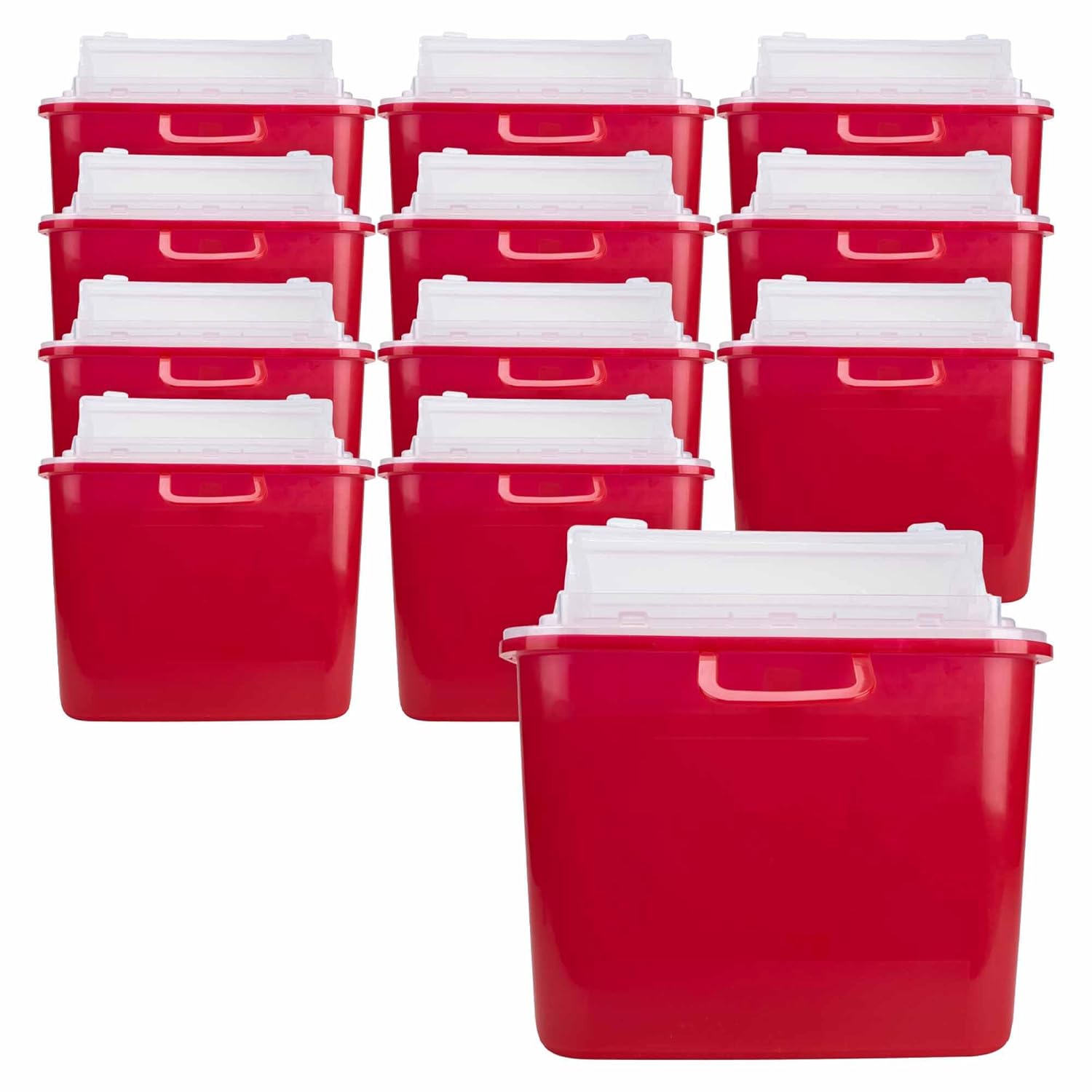 Medegen Heavy Duty Sharps Container for Home Use & Professional, 5.4 Quart (12-Pack) with Clear Locking Lid, Multi-Purpose Biohazard Needle and Syringe Disposal, Professional Medical Grade