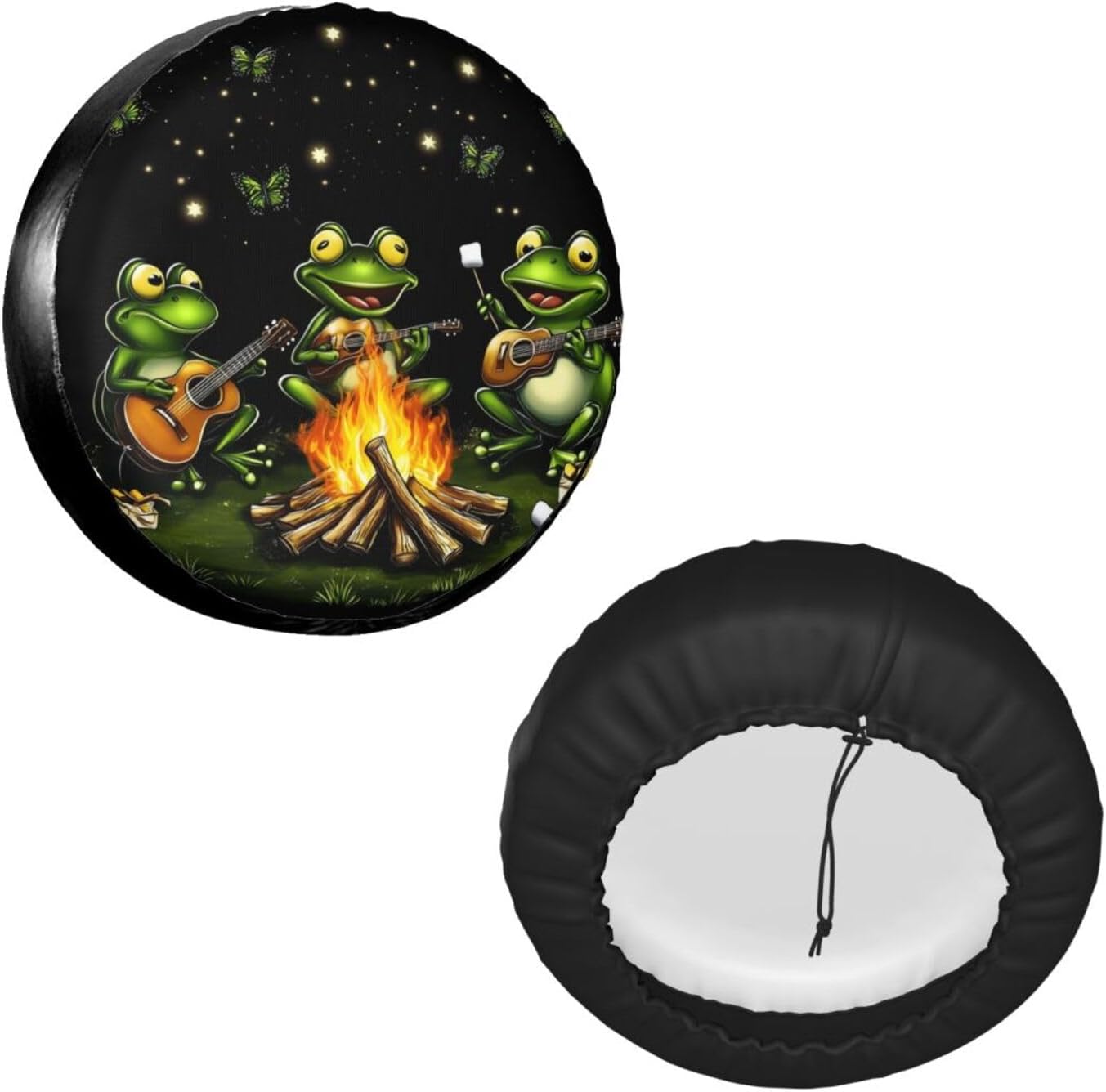 Campfire Frogs Universal Spare Tire Cover,15 inch,Waterproof Polyester Wheel Protector Funny Tire Covers for Rv Suvs Trucks Travel Trailers Outdoor,Fade Resistant,Easy Install