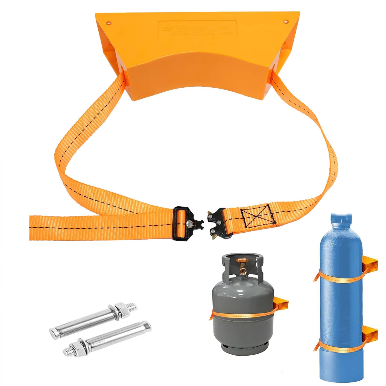 GHHVFEC Oxygen cylinder rack,Wall-Mounted Oxygen Tank Holder for RV & Propane Cylinders - Durable ABS Rack with 2 Expansion Screws, Adjustable Straps (39/59/78.7 in) for Secure Storage