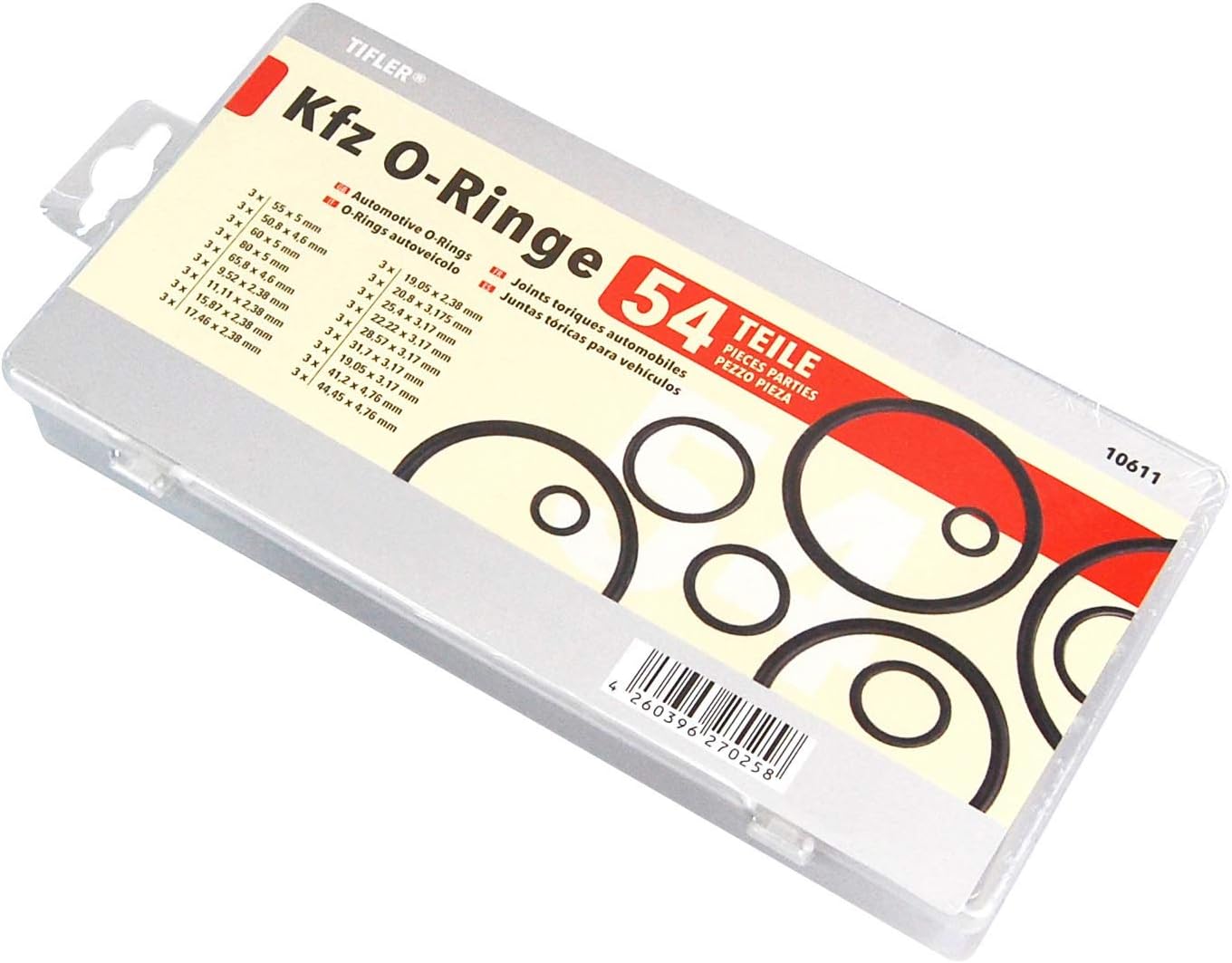 54 Assorted Motor Vehicle O-Rings, Seal Rings in Additional Sizes