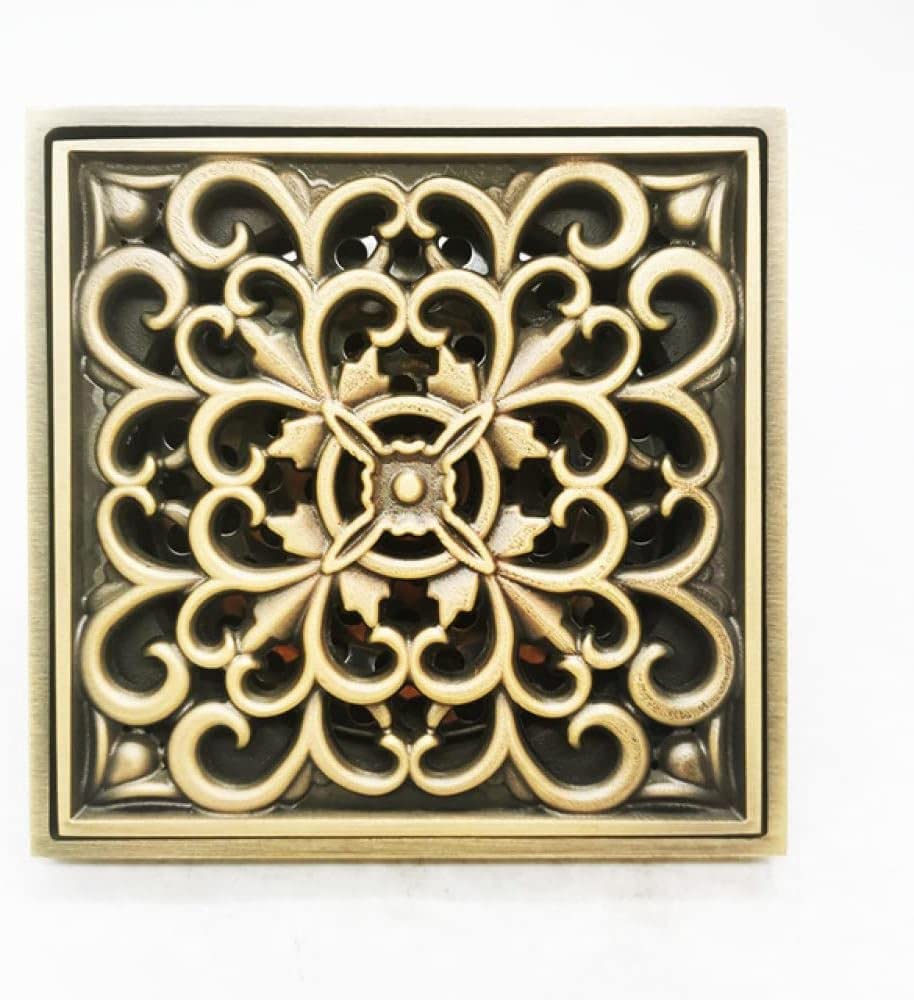 Luksusowa mosiężna kwadratowa osłona odpływu podłogowego w stylu vintage – 10 x 10 cm akcesoria łazienkowe na balkon do eleganckich rozwiązań drenażowych