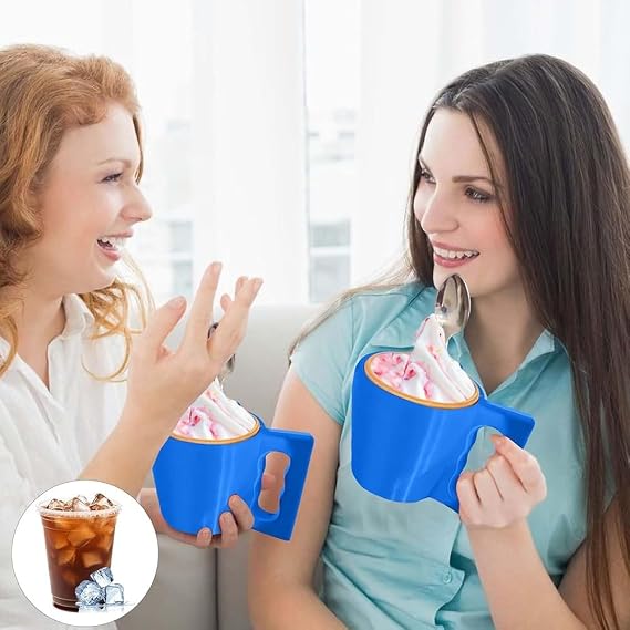 Ice Cream Pint Holder, Ice Cream Containers, 3D Printed Insulated Cup, Insulated Arm Sleeve Containers with Spoon and Handle for Yogurt and Frozen Desserts, Gift for Icecream Lover(Green)