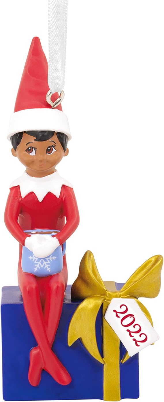 Hallmark Elf on The Shelf AfricanAmerican Scout Elf Sitting on Present