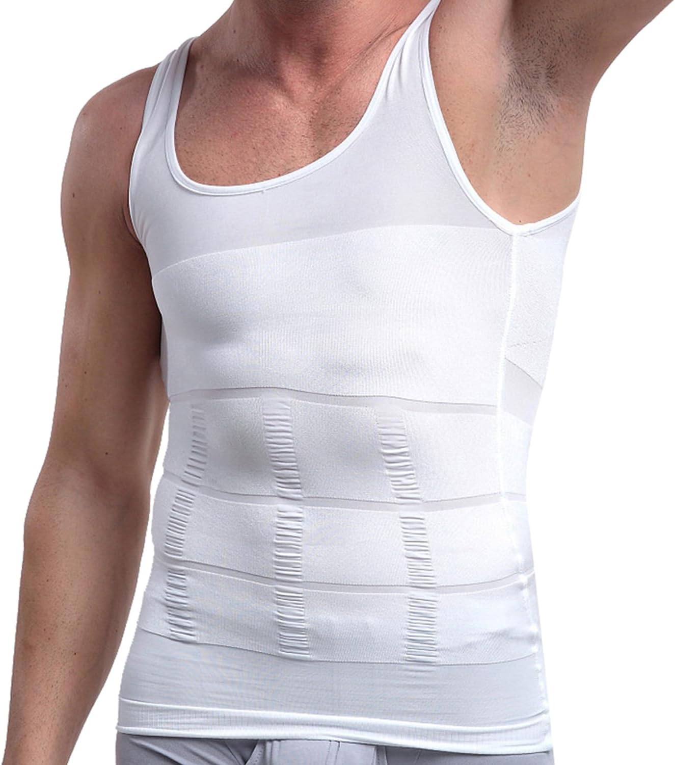 LARDROKMen Slimming Body Shaper Vest Gynecomastia Compression Shirts Tummy Control Shapewear Moobs Undershirt