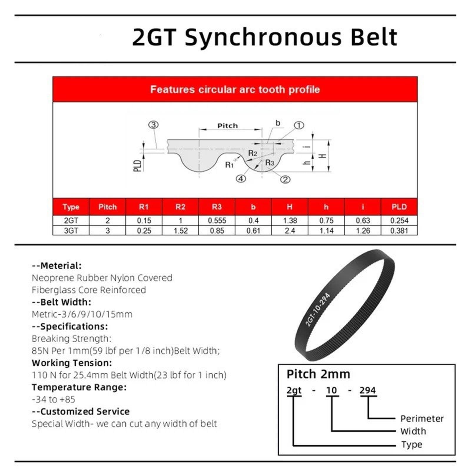 Cinghia per Trasmissione Cinghia Dentata GT2 per Stampante 3D
