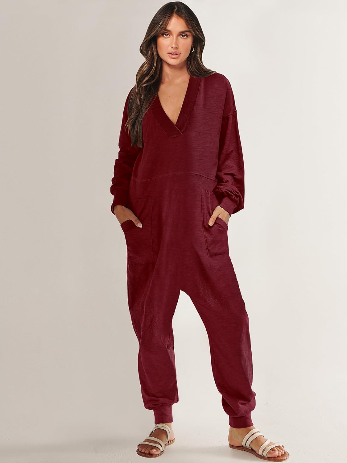 ANRABESS Jumpsuits for Women 2025 Fall Long Sleeve Casual Loose Fit Romper Lounge One Piece Pajamas Outfits Jumper - Image 2