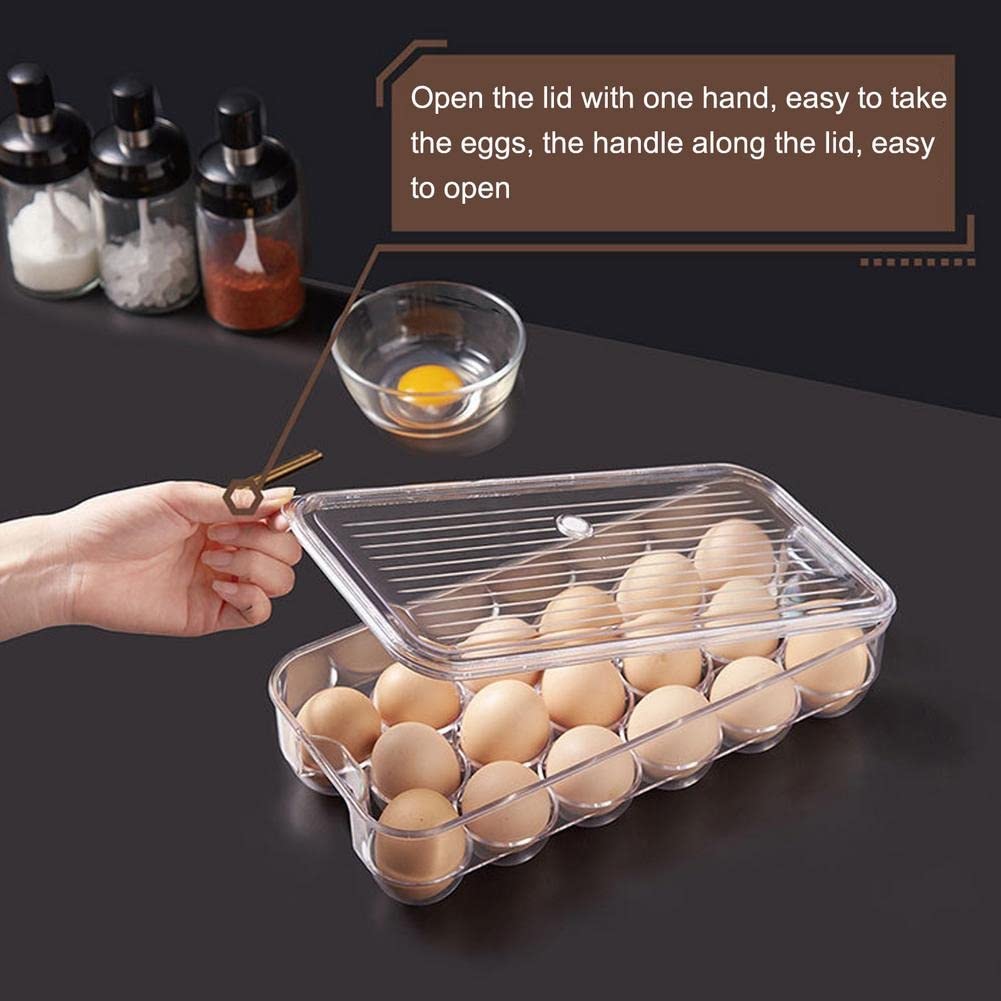 Caja de almacenamiento transparente apilable para huevos con tapa ventilada y transpirable para colocar el refrigerador