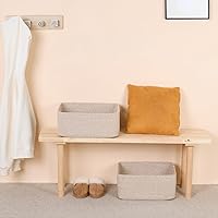 Vista 6 de Cestas grandes de almacenamiento para estantes, contenedores organizadores de armario para ropa, mantas, toallas, guardería de bebé, cestas