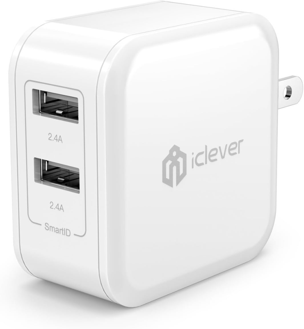 iClever BoostCube 2nd Generation 24W Dual USB Wall Charger with SmartID Technology, Foldable Plug, Travel Power Adapter for iPhone Xs/XS Max/XR/X/8 Plus/8/7 Plus/7/6S/6 Plus, iPad Pro Air/Mini and Other Tablet