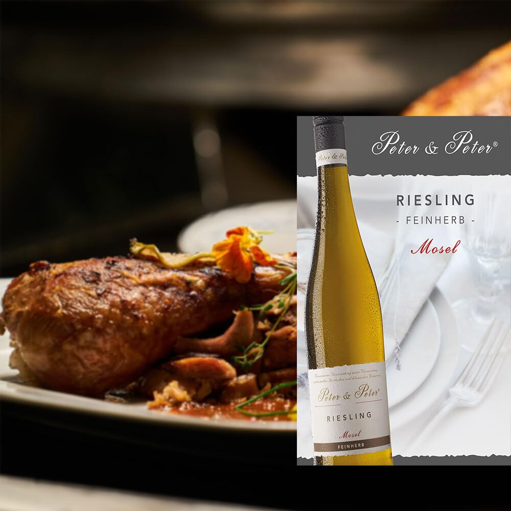 Peter & Peter Riesling QbA, feinherb, 2022, 12 Liter sortenreines Weinpaket (4 x 3 Liter Bag-in-Box) + VINOX Wine Cards