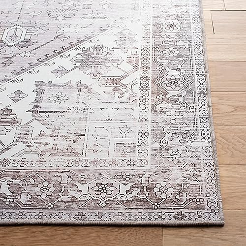 Tapete 3' x 3' Beige y Gris SAFAVIEH lavable bajo pelo miniatura 3