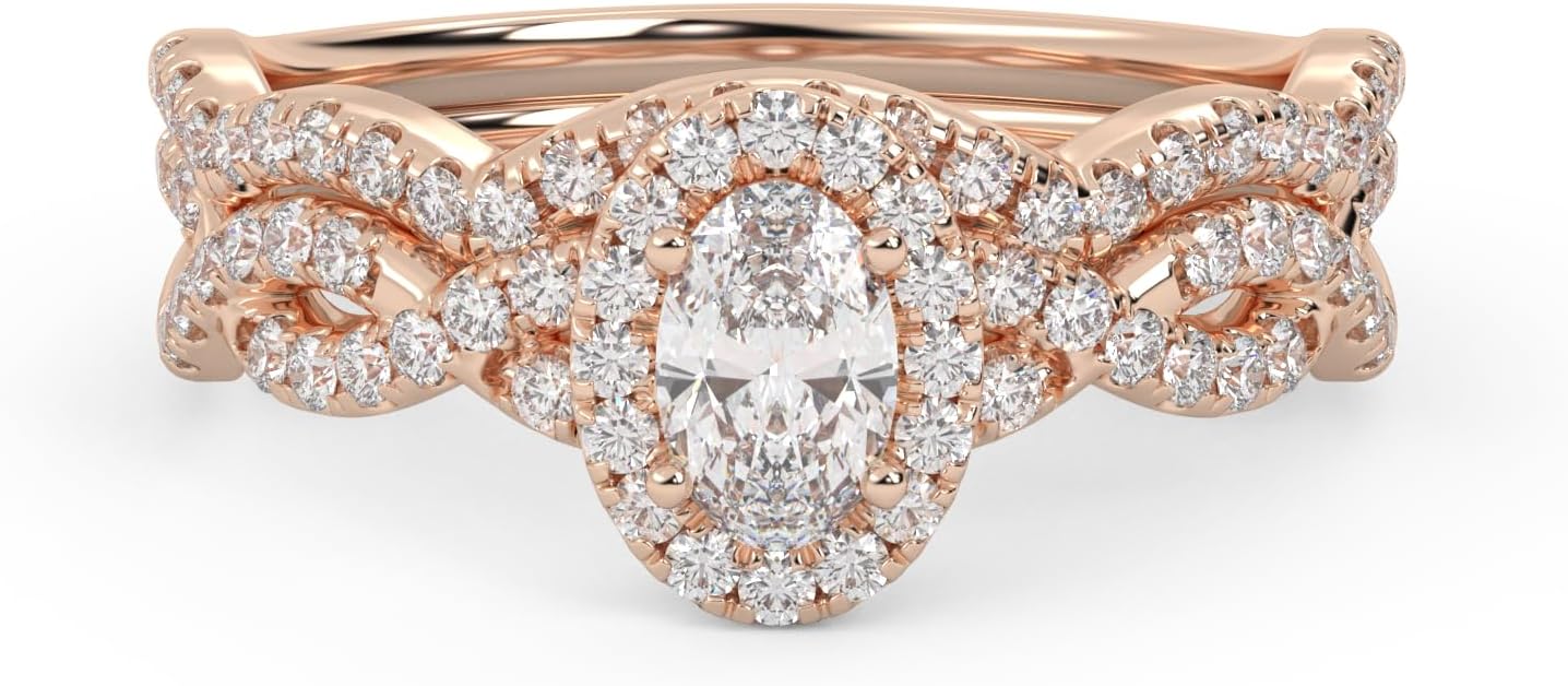 Amazon.com: SAVEARTH DIAMONDS Infinity Halo Bridal Ring Set for Women ...