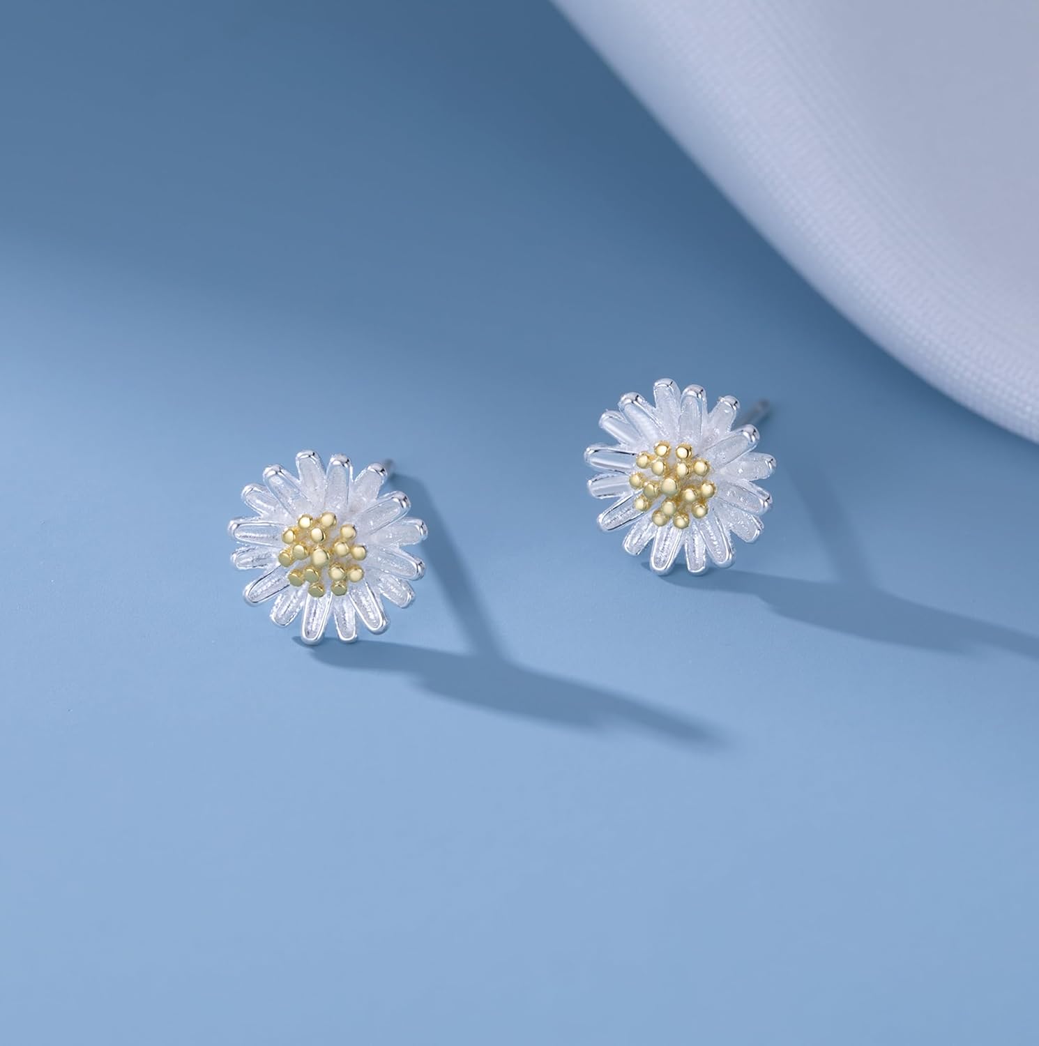 Reffeer Solid 925 Sterling Silver Daisy Flower Stud Earrings for Women Teen Girls Small Daisy Stud Earrings Spring - Image 5