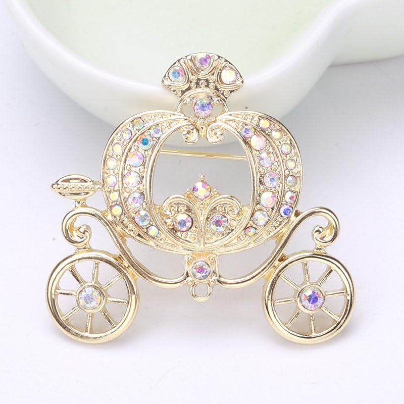 Image of 2Pcs Pumpkin Carriage Brooch Simple Sweater Scarf Shawl Buckle Pin Dress Jewelry Party Accessory For Women