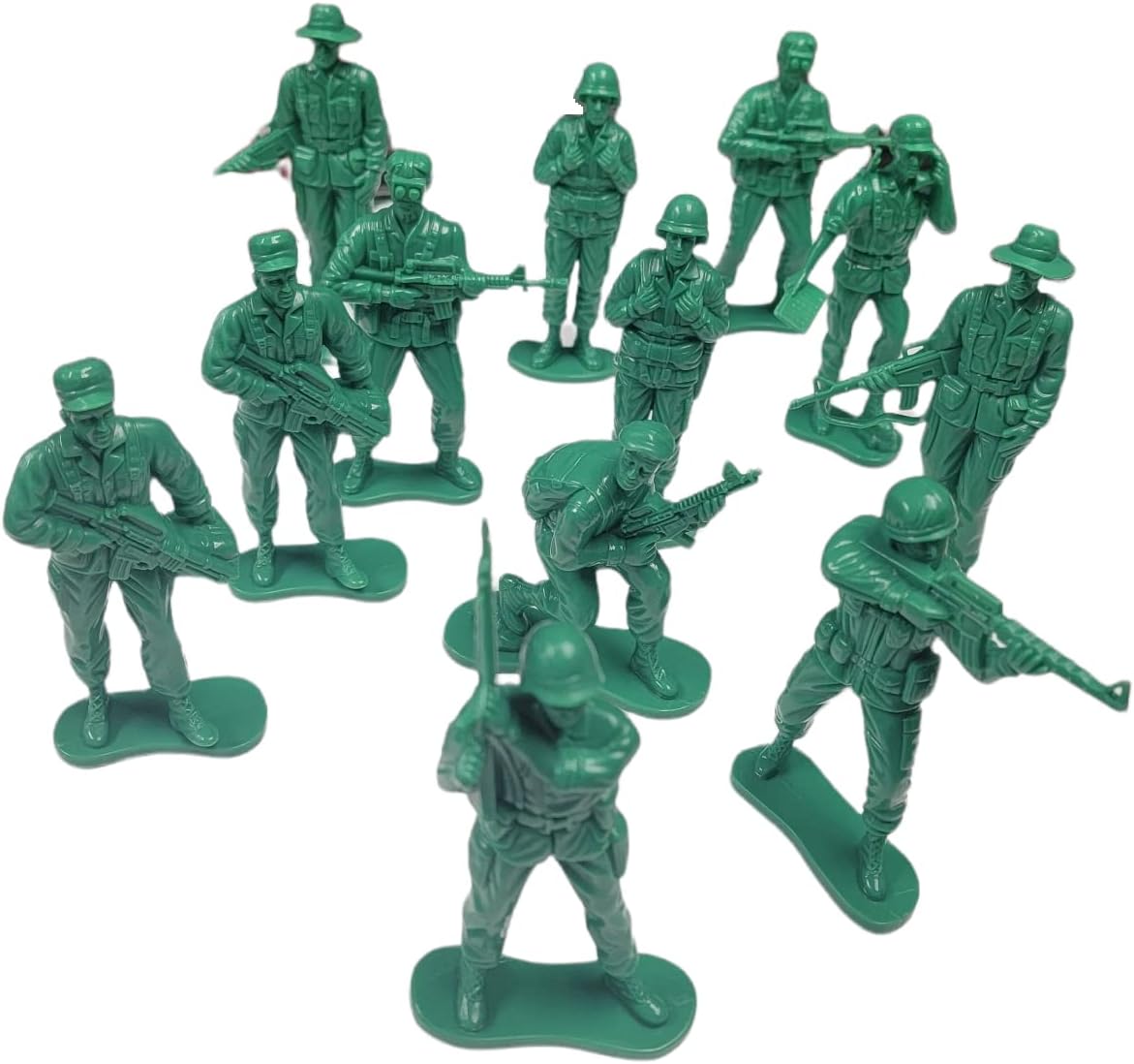 Zugar Land - Highly Detailed Large Green US Army Men Action Figures Soldier Set. (3.5" - 5") Plastic. Military Toy Men (12 Pack)