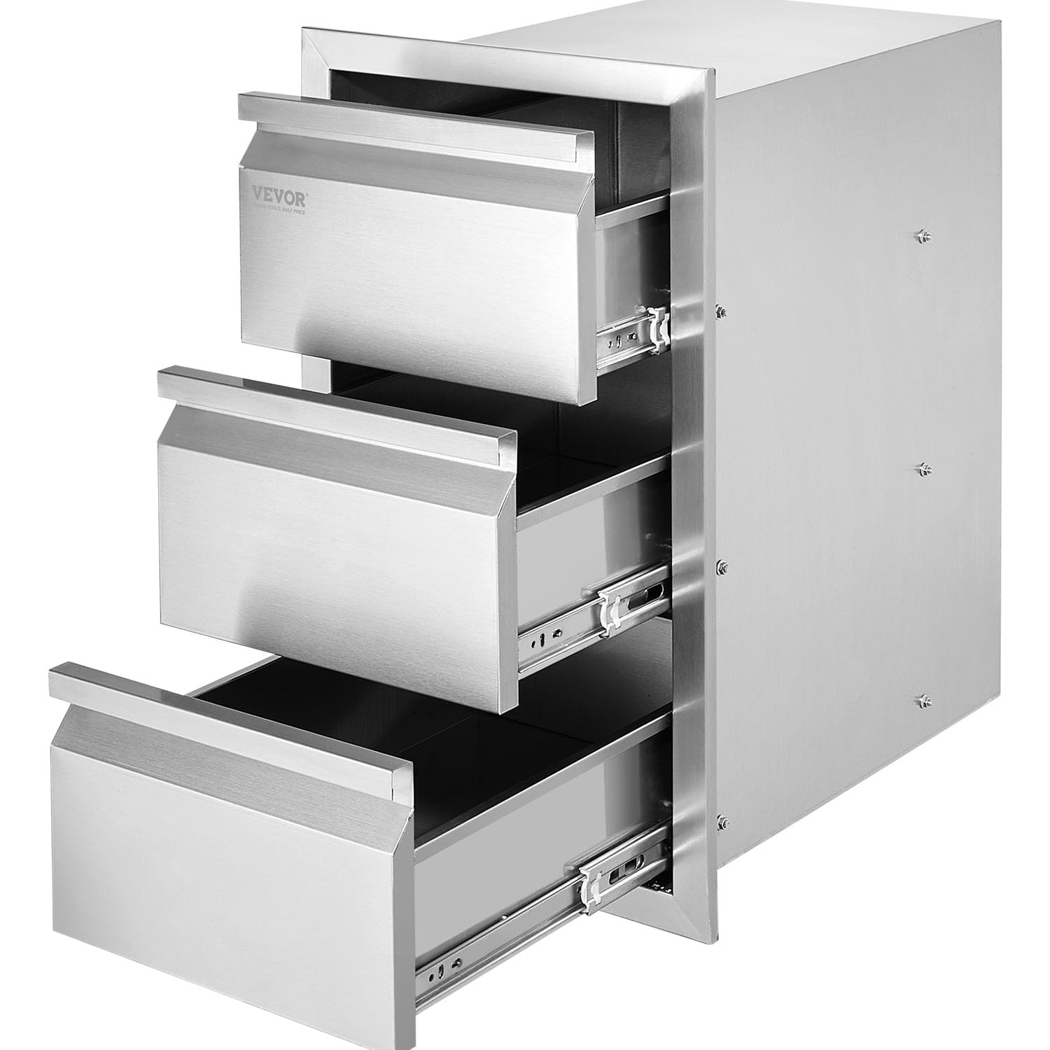 VEVOR Cassettiera per Barbecue, Cassetto per Cucina da Esterno, Cassette Argento in Acciaio Inossidabile, Cassettiera da Cucina con Maniglia Incorporata Uso in Stoviglie (4,7 x 25,4 x 18,7 Pollici)