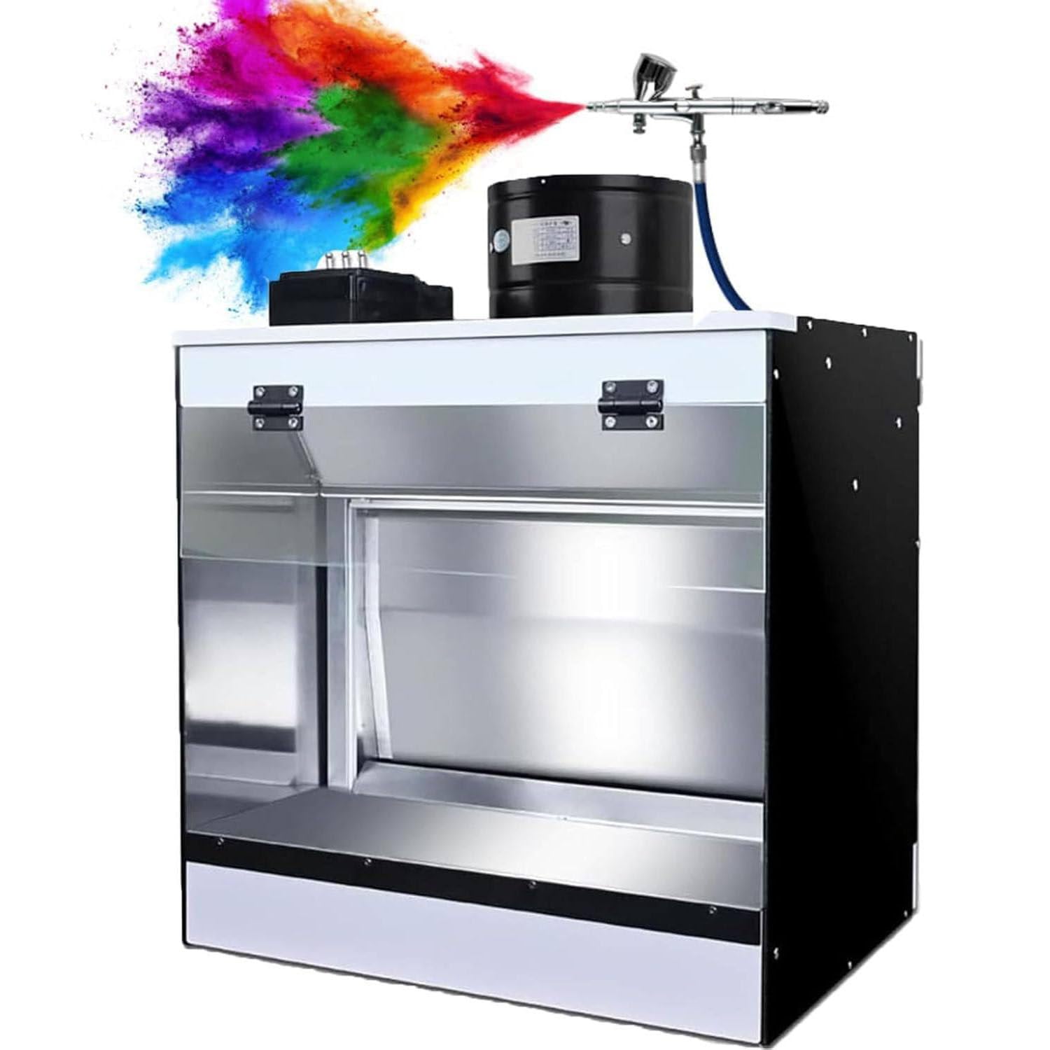 MLYYYDSS Spray Booth with Waterfall, Craft Table Airbrush Booth Color Temperature 5500K with Water Curtain Exhausting Air LED Lighting, for Painting Model Craft 58 * 50 * 40cm