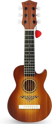 Vista 36 de Guitarra acústica de 23 pulgadas, guitarra de juguete de 6 cuerdas para niños, cuerdas de acero realistas, primer instrumento musical para Caoba