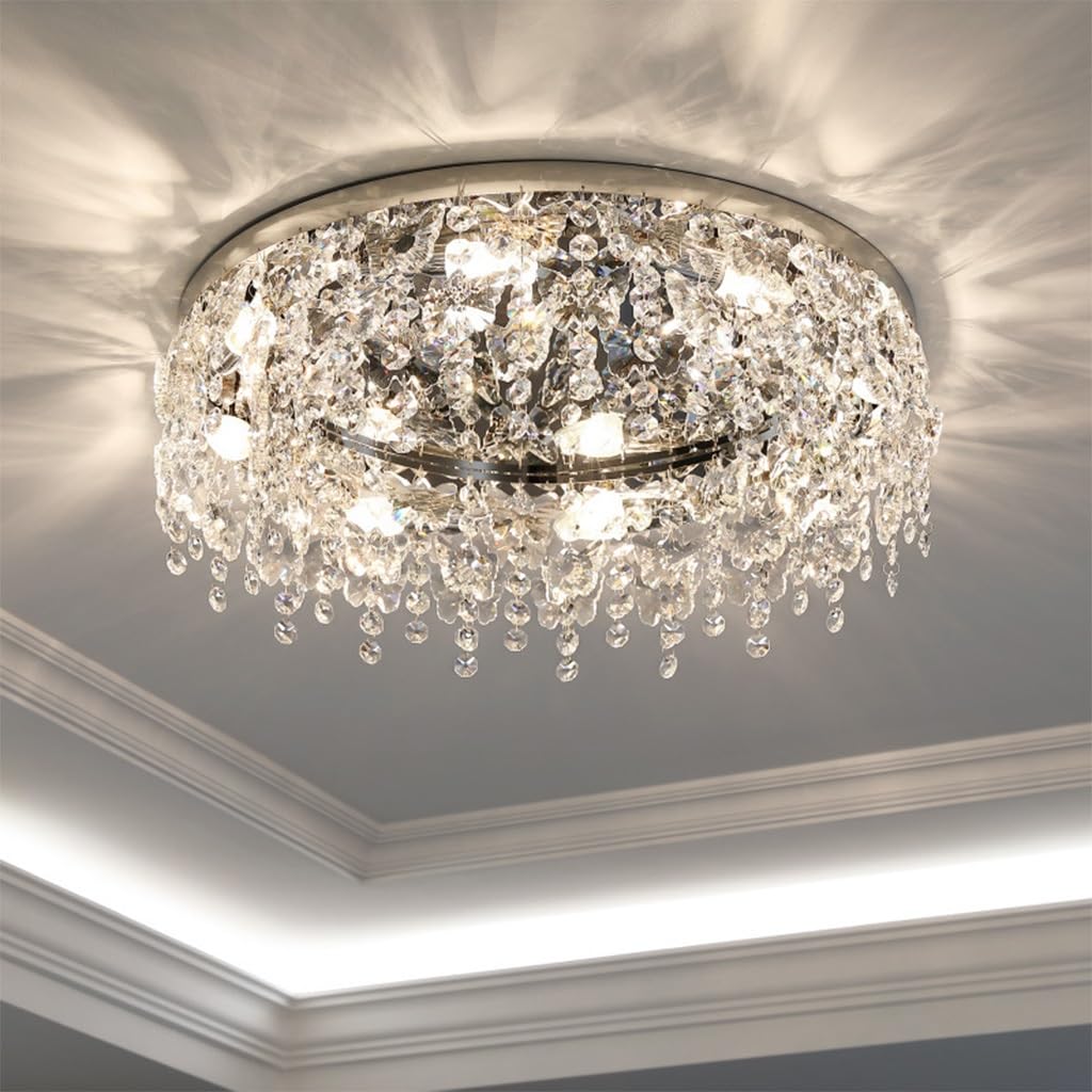 Nowoczesne i eleganckie oświetlenie kryształowe żyrandola, lampa sufitowa K9 kryształowy żyrandol wbudowana lampa sufitowa LED w salonie jadalni sypialni (Size : 8 heads)