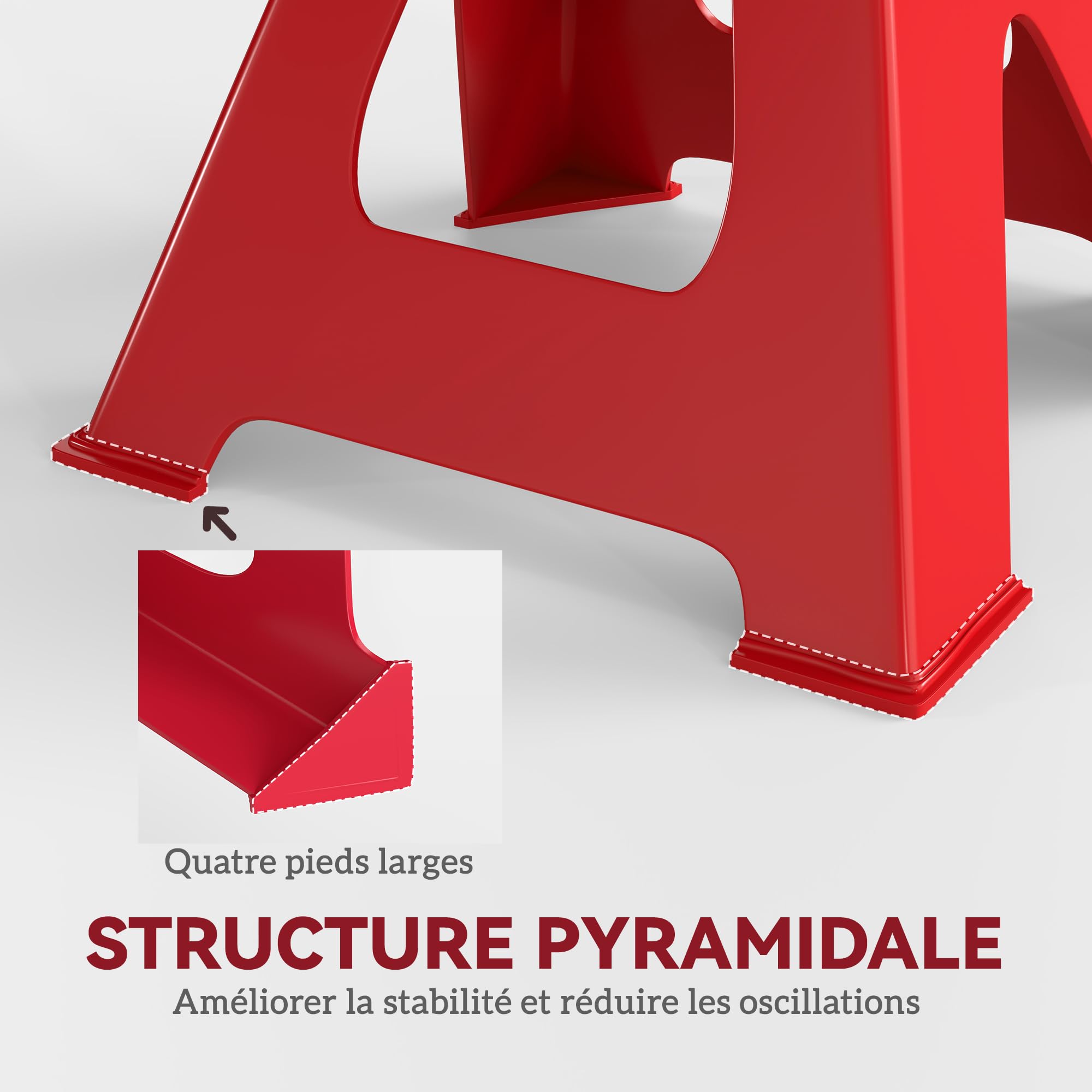 HOMCOM Lot de 2 chandelles Voiture chandelles de Levage capacité 3 tonnes, Hauteur réglable de 290 à 425 mm, Grande Base avec goupille de sécurité, pour véhicule, Caravane, Atelier, Garage, Rouge