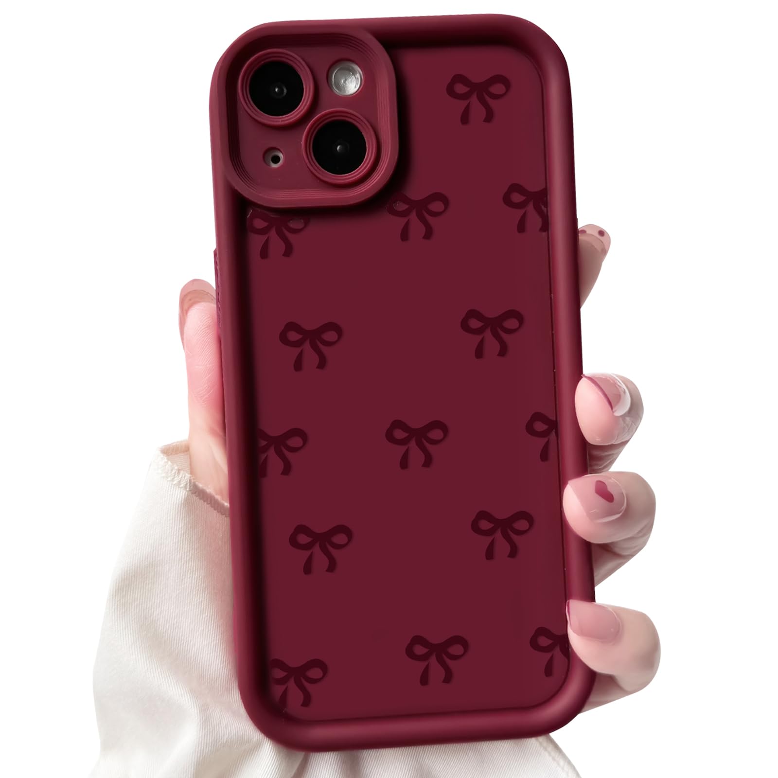NITITOP Compatible with iPhone 13 Mini Case Cute Stylish Bow Knot Ribbon Design for Women Girls Artistic Bowknot Soft TPU Shockproof Protective Full