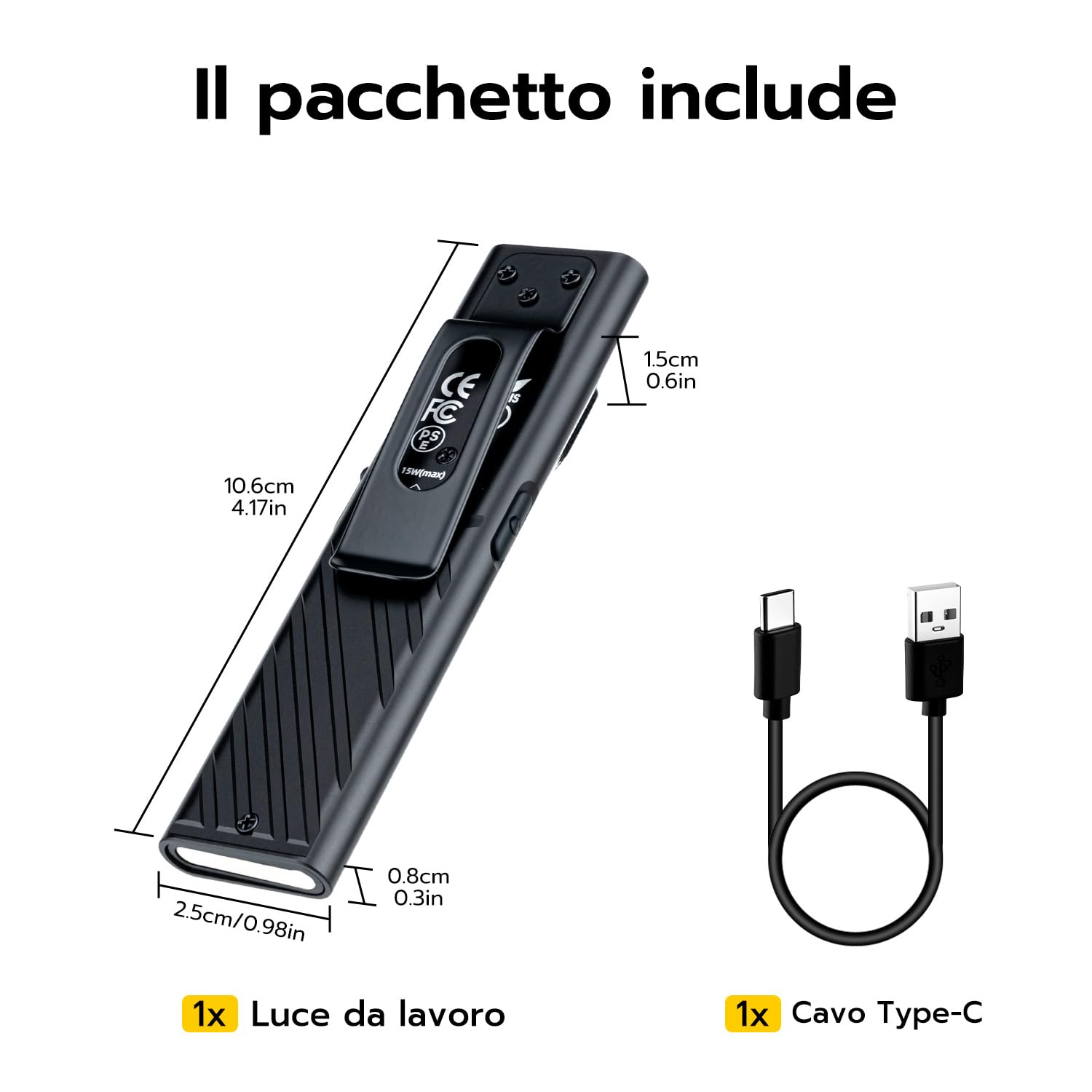 Wigearss Torcia Magnetica Ricaricabile USB Lampada da Lavoro Officina Luce LED COB Portatile con 8 Modalità