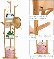 unho Bamboo Fa Alakú Ruhaállvány 8 Horgos 3 Polcos Kabátfal Előszobához 8