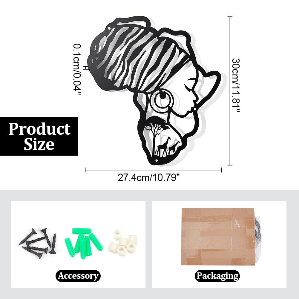 NBEADS Decorazione Da Parete In Metallo con Mappa di l'Africa, In Stile Opaco Silhouette Wall Art per Il Regalo di la Decorazione Del Festival di la Parete di l'Ufficio Del Giardino di Casa, 27.4x30cm