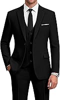 WULFUL Men's Slim Fit 3 Piece Suit - One Button Blazer, Vest & Pants for Wedding, Prom, Business - Stretchy Comfort