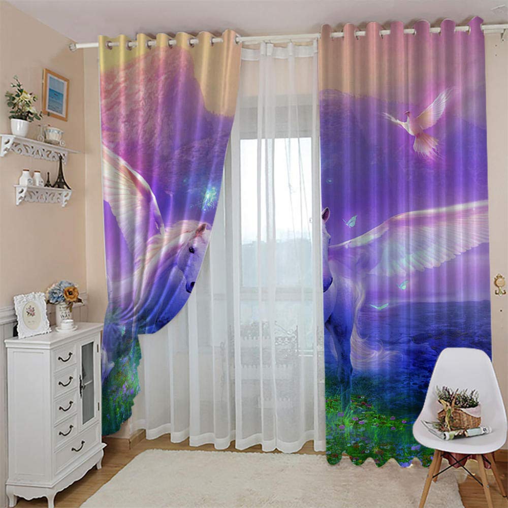 Rideau D'Occultation Licorne Animale Rideau Occultant Isolants Thermique A Oeillets Rideaux Chambre Adulte Enfant Cuisine 2 Pieces - Rideaux De La Chambre À Coucher du Salon