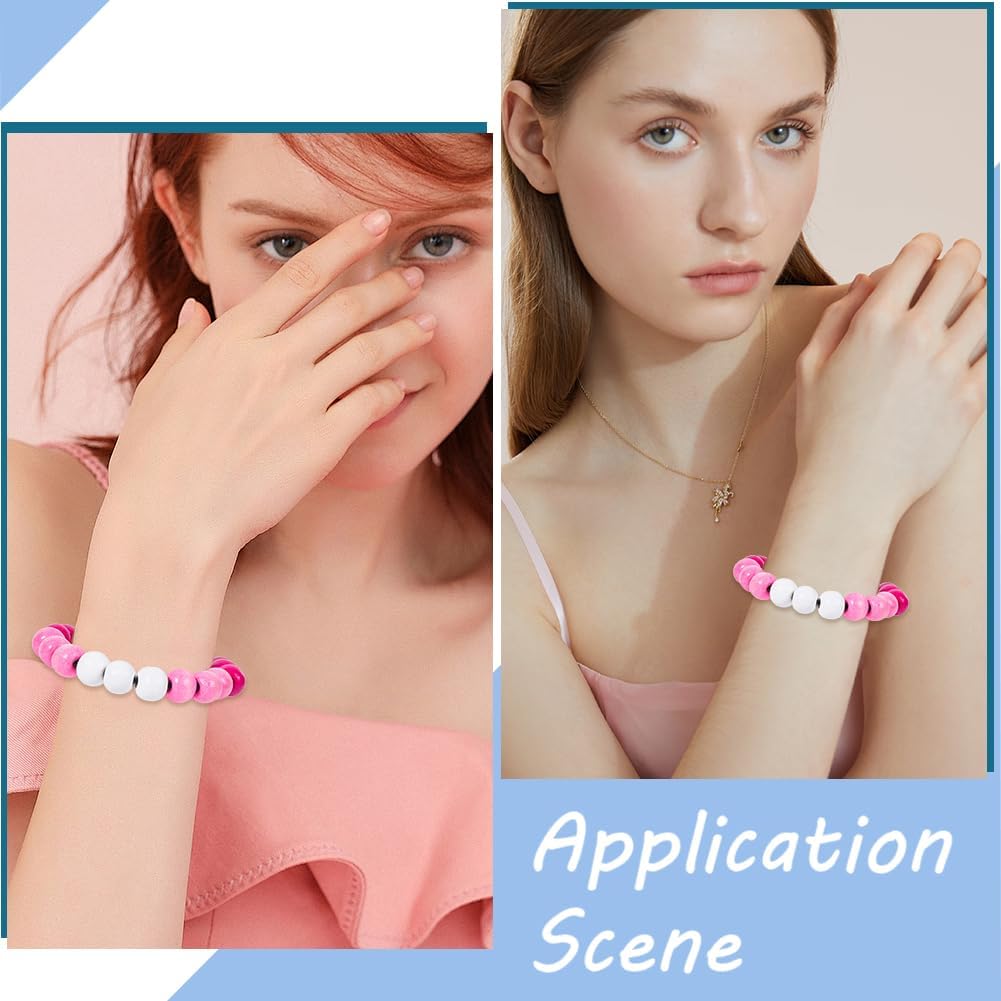 SUNNYCLUE 600Pcs 3 Colors 10mm Wooden Beads Valentine Wood Beads Bulk Small Round Maple Dyed Pink Holiday White Romantic Love Loose Spacers for Jewelry Making DIY Supplies Necklace Bracelet Women