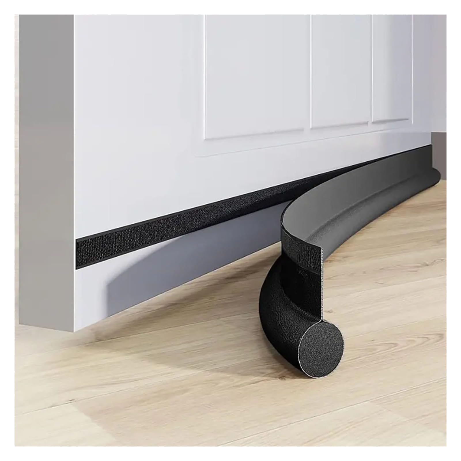 Draft Excluder For Doors Adjustable Door Bottom Seal Strip Weatherstrip Sealing Strip Sound Insulation Wind Strip Foam Tape Waterproof Gap Seal(Black)