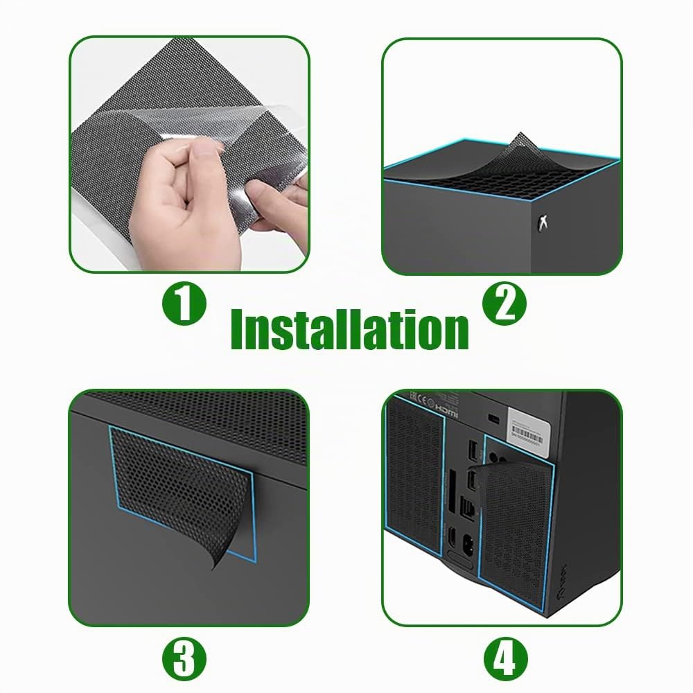 Lot de 2 filtres à poussière pour Xbox Series X, couvercle de valise/purge de poussière pour console Xbox Series X Plus : avec 4 capuchons de poignée