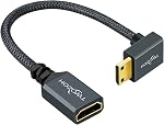 Twozoh Mini HDMI to HDMI Adapter 2 Pack, Mini HDMI Male to HDMI Female Braided Extension Cable Support 3D 4K 1080p Camcorder, Graphics Card, Laptop, Tablet, HDTV, Projector