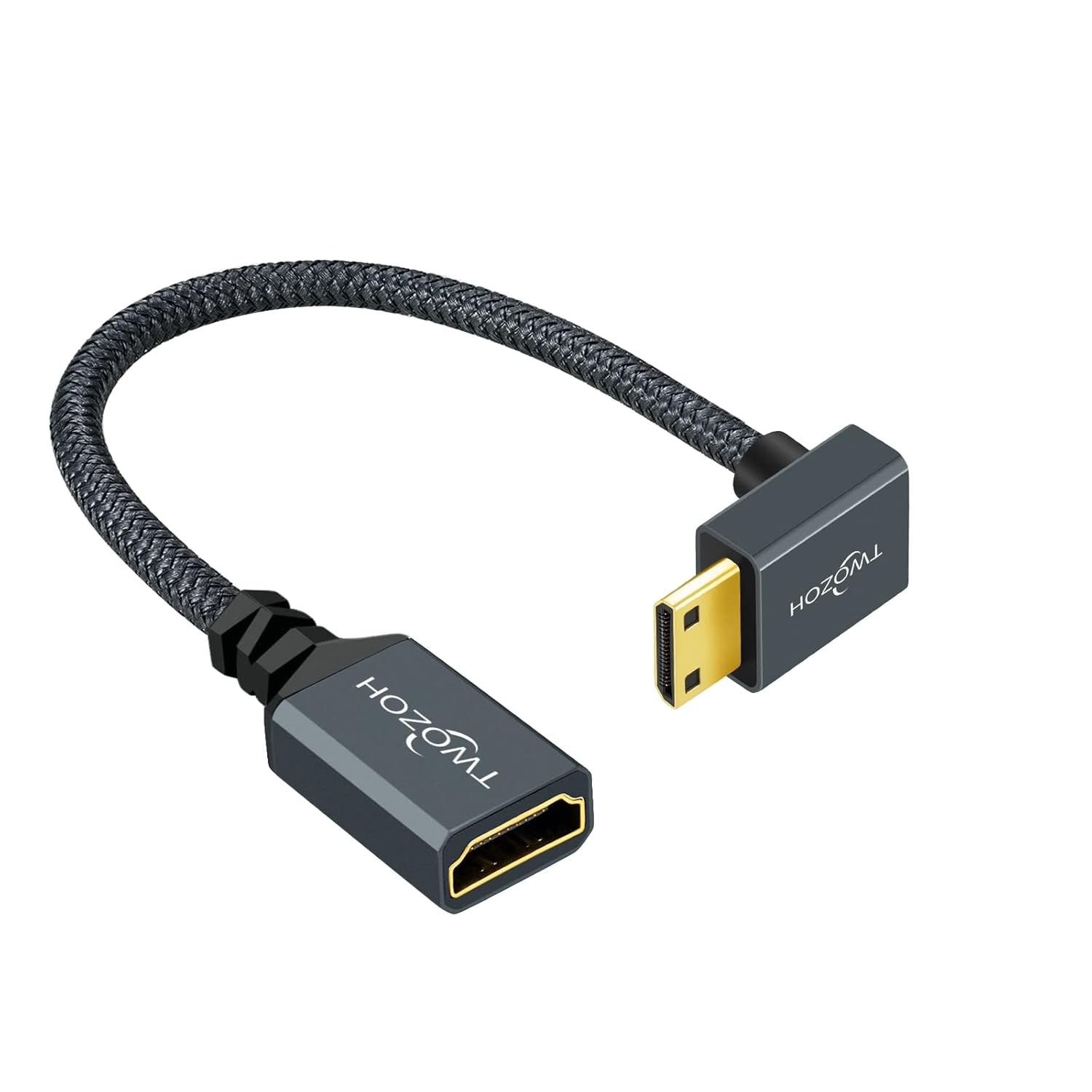 Twozoh Up Angled Mini HDMI to HDMI Adapter Cable 0.6FT
