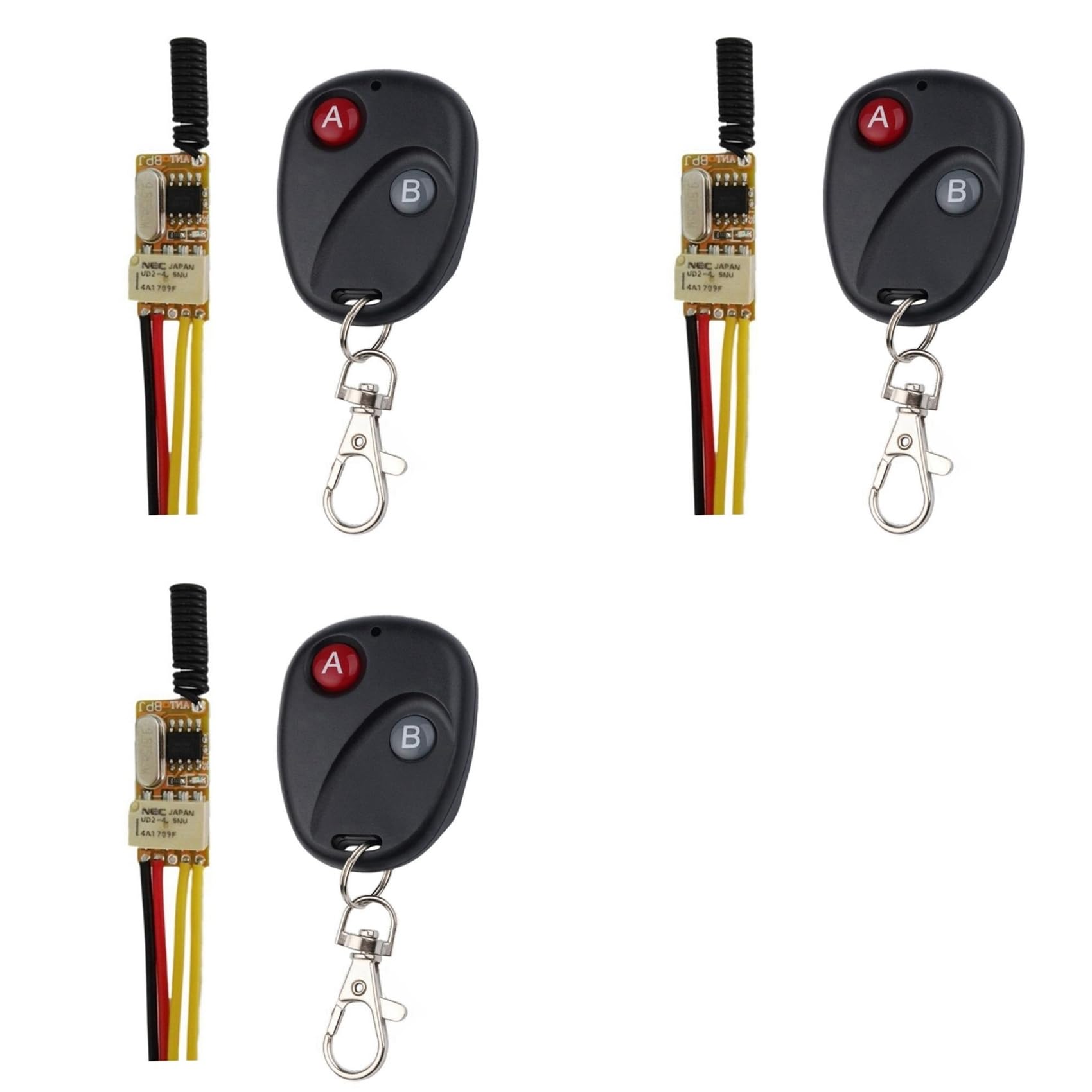 Jnchdghwa As Shown 3X Remote Switch 433Mhz 4.2V 4.5V 5V 6V 7.4V 9V 12V Small Relay Contact Wireless Switches No Com Nc Relay Contact