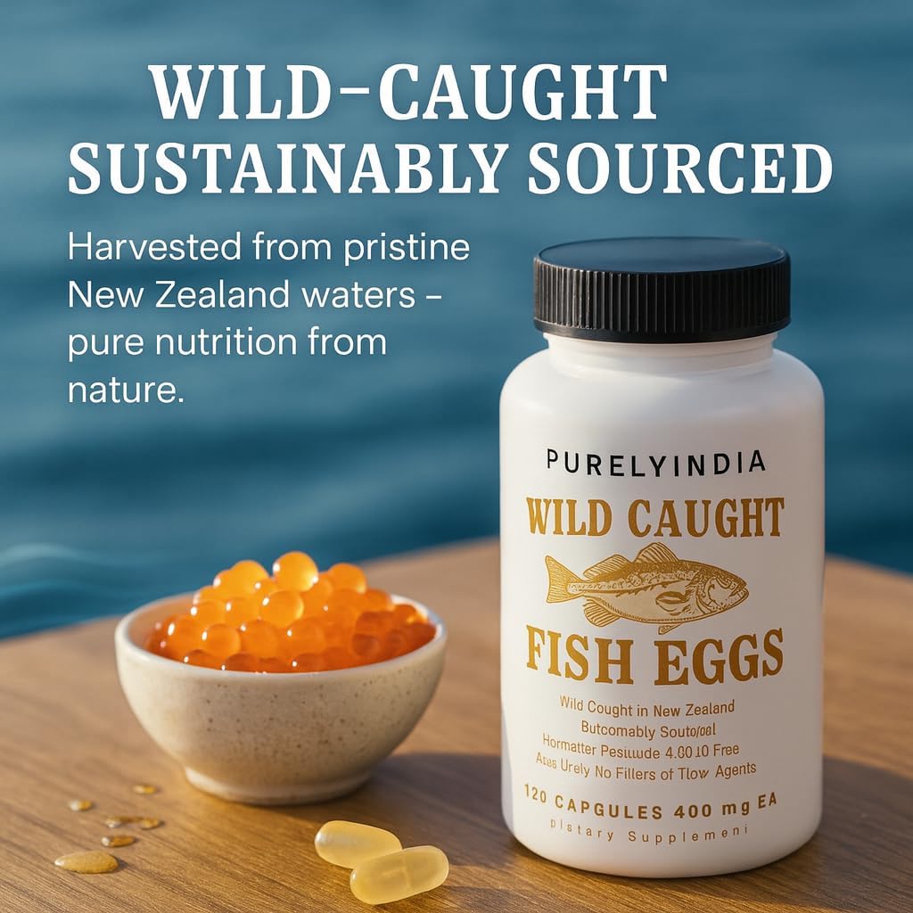 Wild-Caught Fish Eggs | Omega-3 DHA, EPA & ETA Supplement – Freeze-Dried, MSC-Certified, Non-GMO | Supports Heart, Brain & Immune Health | 2400mg, 120 Capsules
