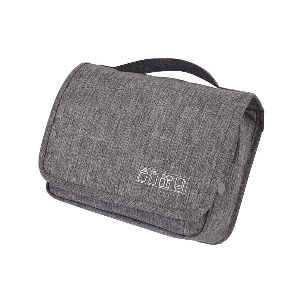 Burmirox Neceser de viaje, bolsa de aseo de viaje colgante, multicompartimentos para organizar objetos personales, gancho de metal para colgar, gris