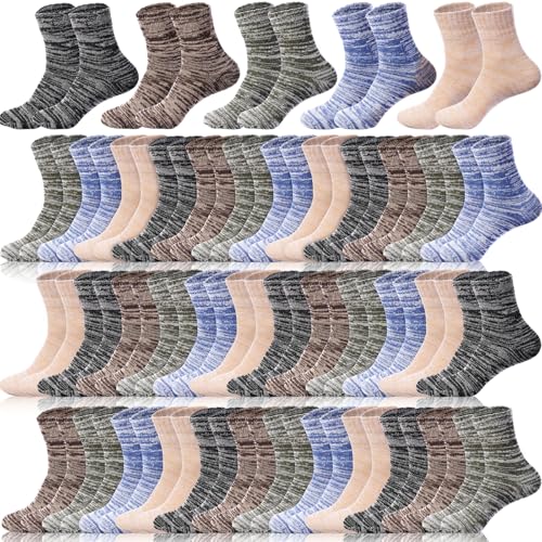 80 Pairs Winter Socks Bulk Warm Vintage Thick Knitted Thermal Socks Gifts for Women Men Homeless Care Package