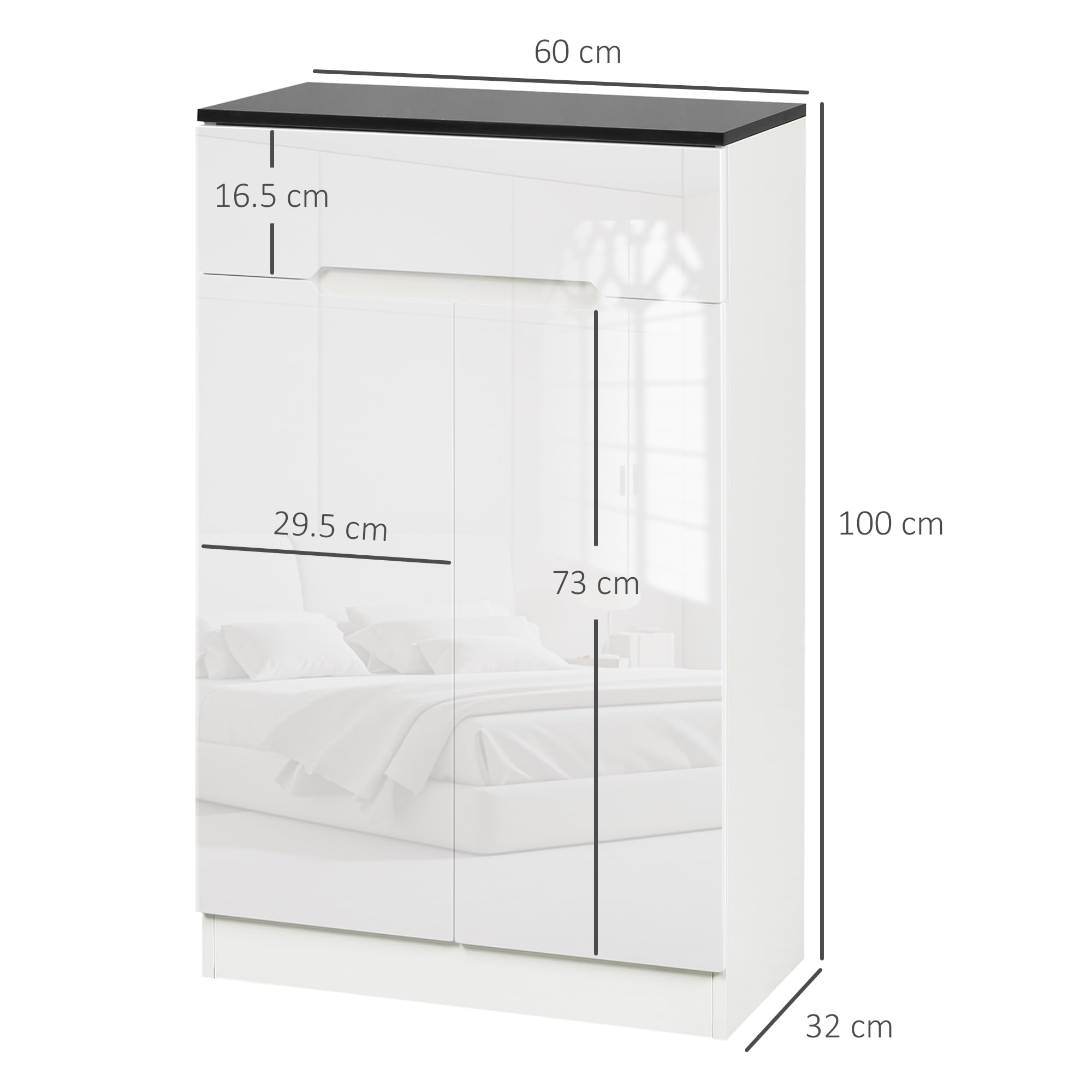 HOMCOM Scarpiera Slim 12 Paia 3 Ripiani Regolabili 60x32x100 cm Bianco