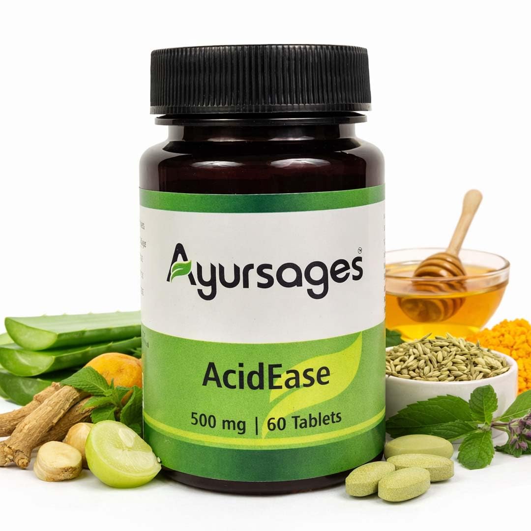 AcidEase Ayurvedic Tablets – Shatavari, Amalaki, Yastimadhu, Guduchi & Haritaki for Acid Reflux, Digestion & Gut Health-image-4