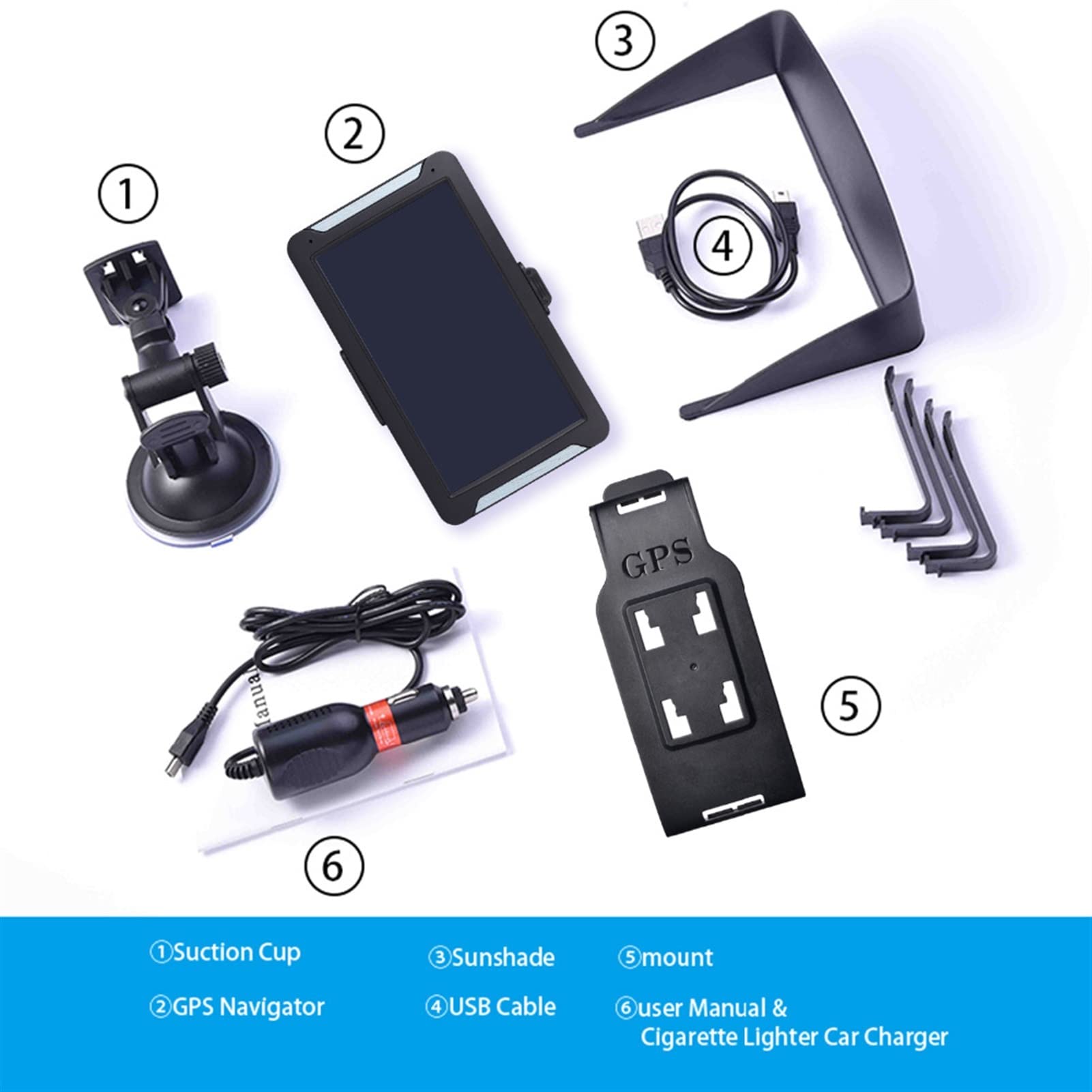 HD. Auto GPS Navigazione 8G + RAM128-256MB + + Schermo resistivo + Bluetooth -Av-in. + ultima mappa Europa + navigatori GPS Truck GPS Per Auto, Camion, Camper (Size : ResistiveNo BT)