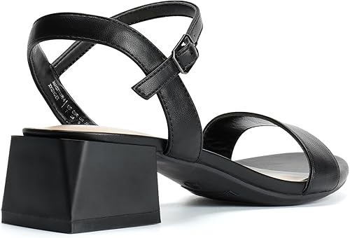 Miniatura 5 de DREAM PAIRS Zapatos de tacón bajo para mujer con correa de tobillo y puntera abierta clásica, tacón grueso, sandalias de tacón grueso para fiestas,