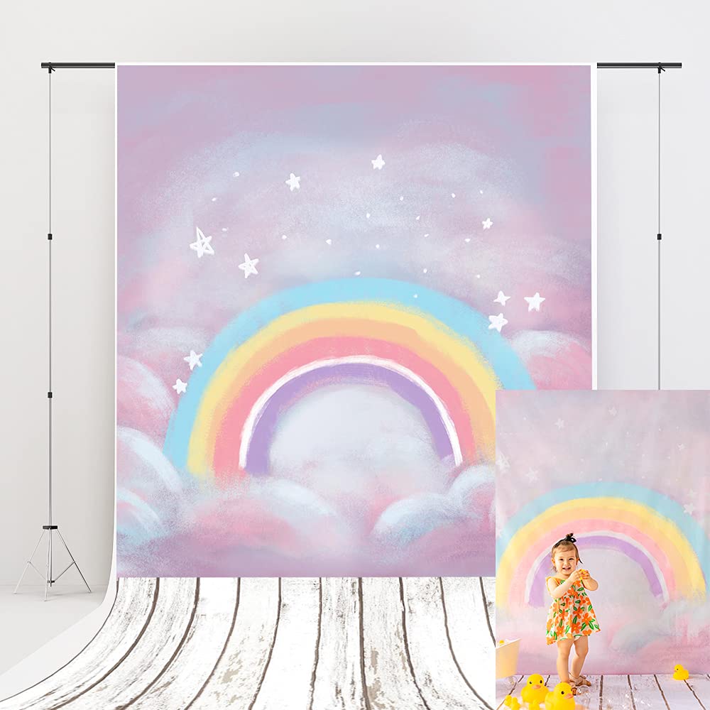 Kate 5x7ft Rainbow Backdrops Grey Wooden Floor Backdrops Birthday Photo Backdrops Headshot Backdrops Portrait Backgrounds Studio Props