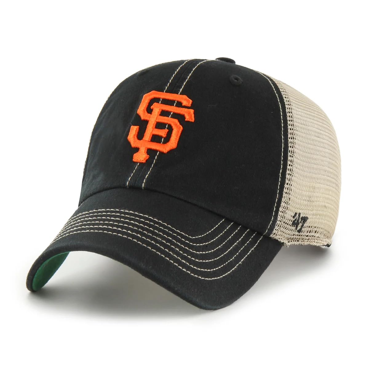 47 MLB Unisex-Adult Clean Up Trawler Trucker Adjustable Hat Cap - One Size, San Francisco Giants - Black, One size