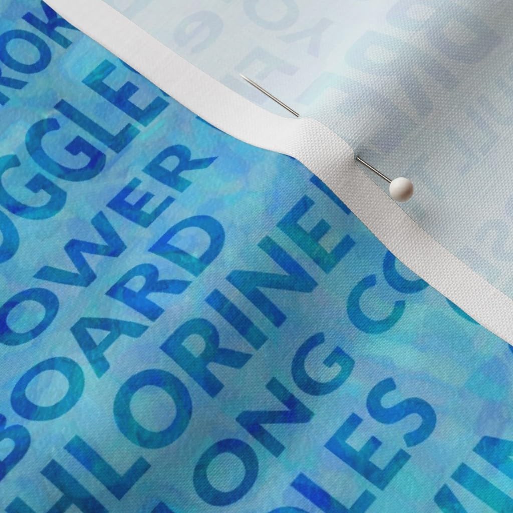 Spoonflower Fabric - Swimming Word Cloud Pool Swim Printed on Petal Signature Cotton Fabric by The Yard - Sewing Quilting Apparel Crafts Decor