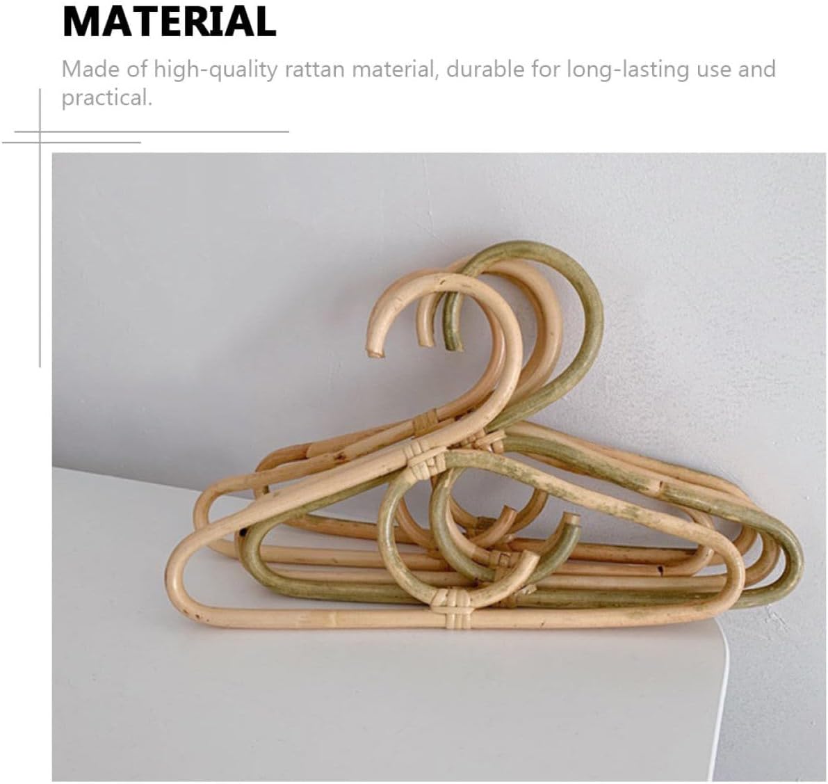 Children's Rattan Hanger with Double Hooks, Baby Clothing Organizer