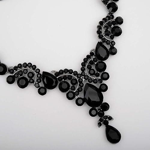 Miniatura 5 de CSY Elegante collar de cristal para novia, juego de aretes de diamantes de imitación para fiesta de boda, juego de joyas para novias, damas